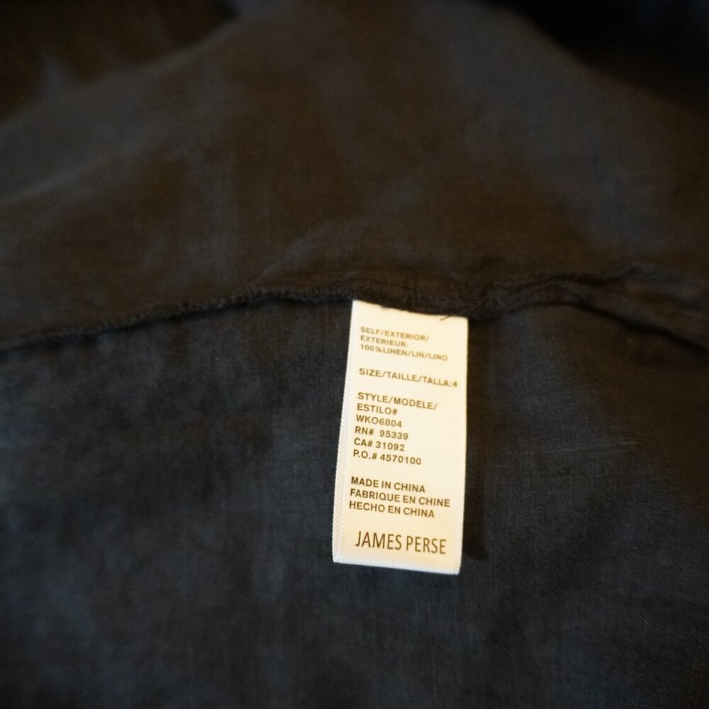 James Perse Linen Dress Black Off Shoulder Size 4 XL New Tag $250 - Picture 10 of 10